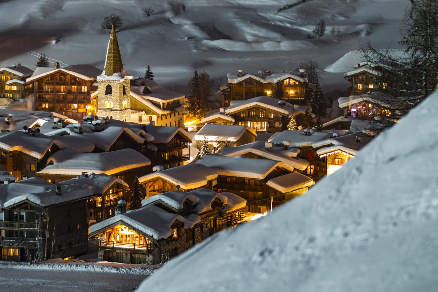 The Village of Val d'Isère by Night - Val d'Isère in the Snow